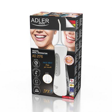 Adler | AD 2176 | Travel Oral Irrigator | Oral irrigator | 150 ml | Number of heads 2 | White | Number of teeth brushing modes 3 - 7